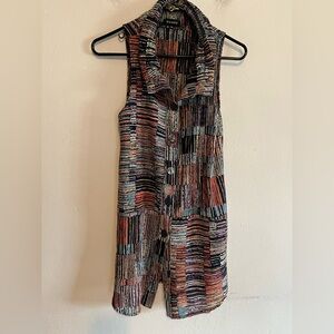 Damee Inc Multicolor Art To Wear Button Up Sleeveless Tunic PM